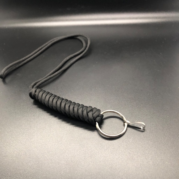 Id Lanyard Black Paracord Key Chain Badge Necklace 18" - Picture 6 of 10